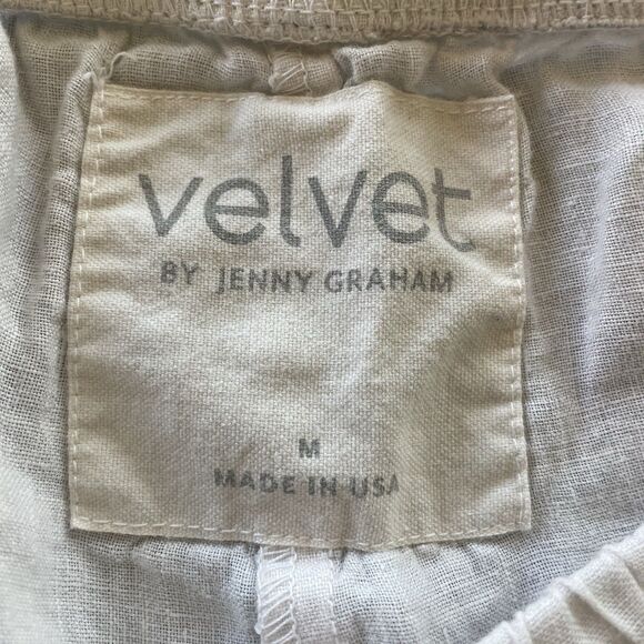 Velvet by Jenny Graham Pants Womens Medium White Linen Wide Leg Lagenlook Beach - Picture 8 of 15